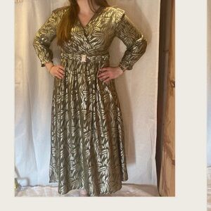 MAELLA Olive Leaf Print Wrap Midi Dress